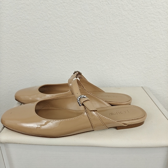 J. Crew Factory Mary Jane Mules Buckle In Nude Patent Leather Size 7 Women's - Picture 9 of 13